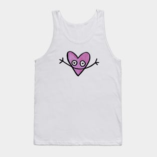 Cartoon Heart, Happy Pink Heart Tank Top